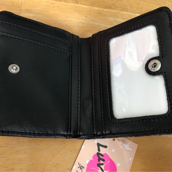 Betsey Johnson Luv Betsey Snap Card Wallet Black Tonal Stitched Rose Pattern NWT - Picture 11 of 16